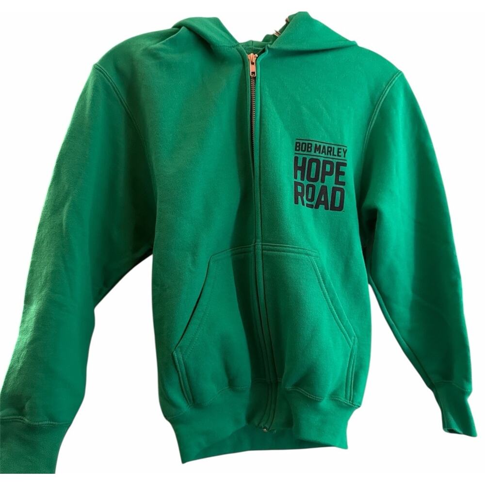 Bob Marley Youth Zip Up‎ Hoodie Jacket Size Medium Hope Road Green